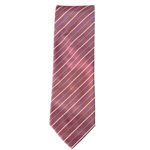 Boss Hugo boss made in Italy Red and White diagonal Striped slim Tie 100% silk
